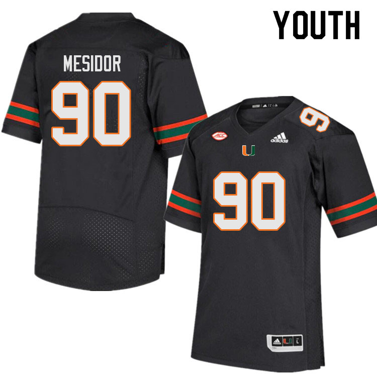 Youth #90 Akheem Mesidor Miami Hurricanes College Football Jerseys Sale-Black